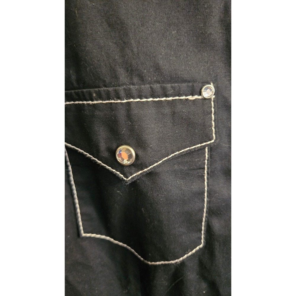Western Rock 47 by Wrangler Black Embroidered Rhinestone Snap Shirt Womens XXL - Picture 5 of 9